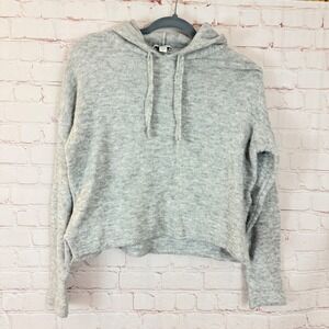 Topshop Knit Hoodie Sweater Drawstring Long Sleeve Pullover Gray US 4-6‎